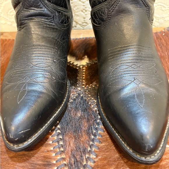 Vintage Black Western Leather Boots men’s size 8 1/2 EE wide - Picture 3 of 11